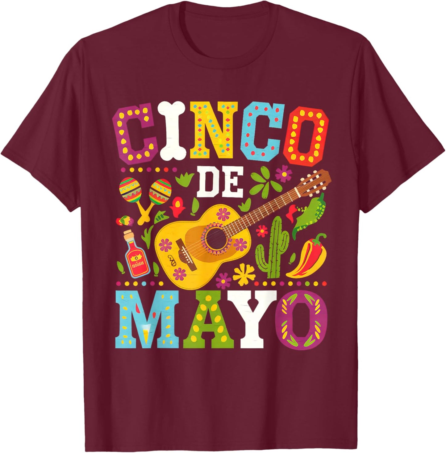 Cinco De Mayo Mexican Taco Funny 5 De Mayo Lets Fiesta Party T-Shirt - T-Shirt | Maroon