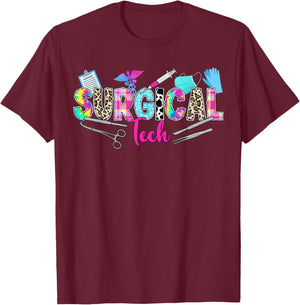 Surgical Tech Surgical Technologist Leopard T-Shirt - T-Shirt | Maroon