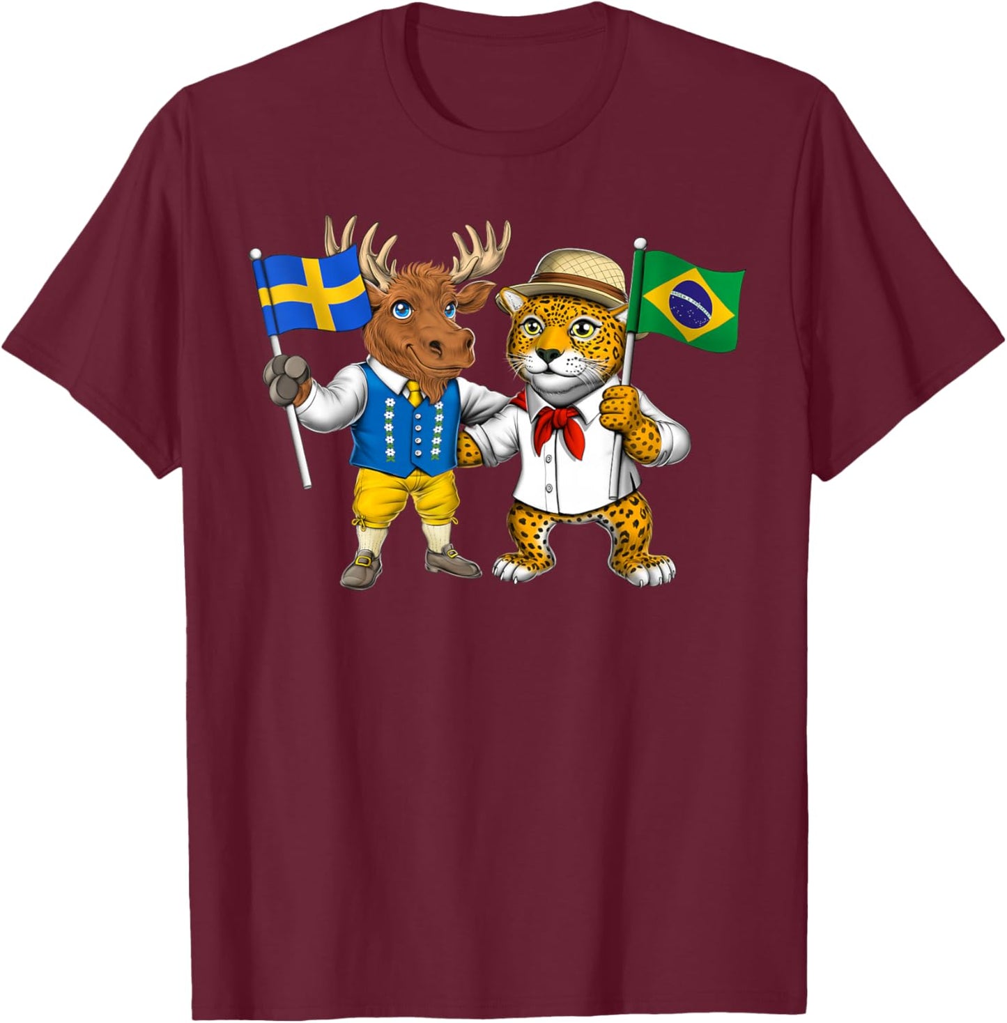 Sweden Brazil Flag Swedish Roots Proud Brazilian Heritage T-Shirt - T-Shirt | Maroon