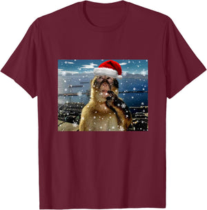 Christmas Thinking Monkey Meme Brainrot Xmas Gift T-Shirt - T-Shirt | Maroon