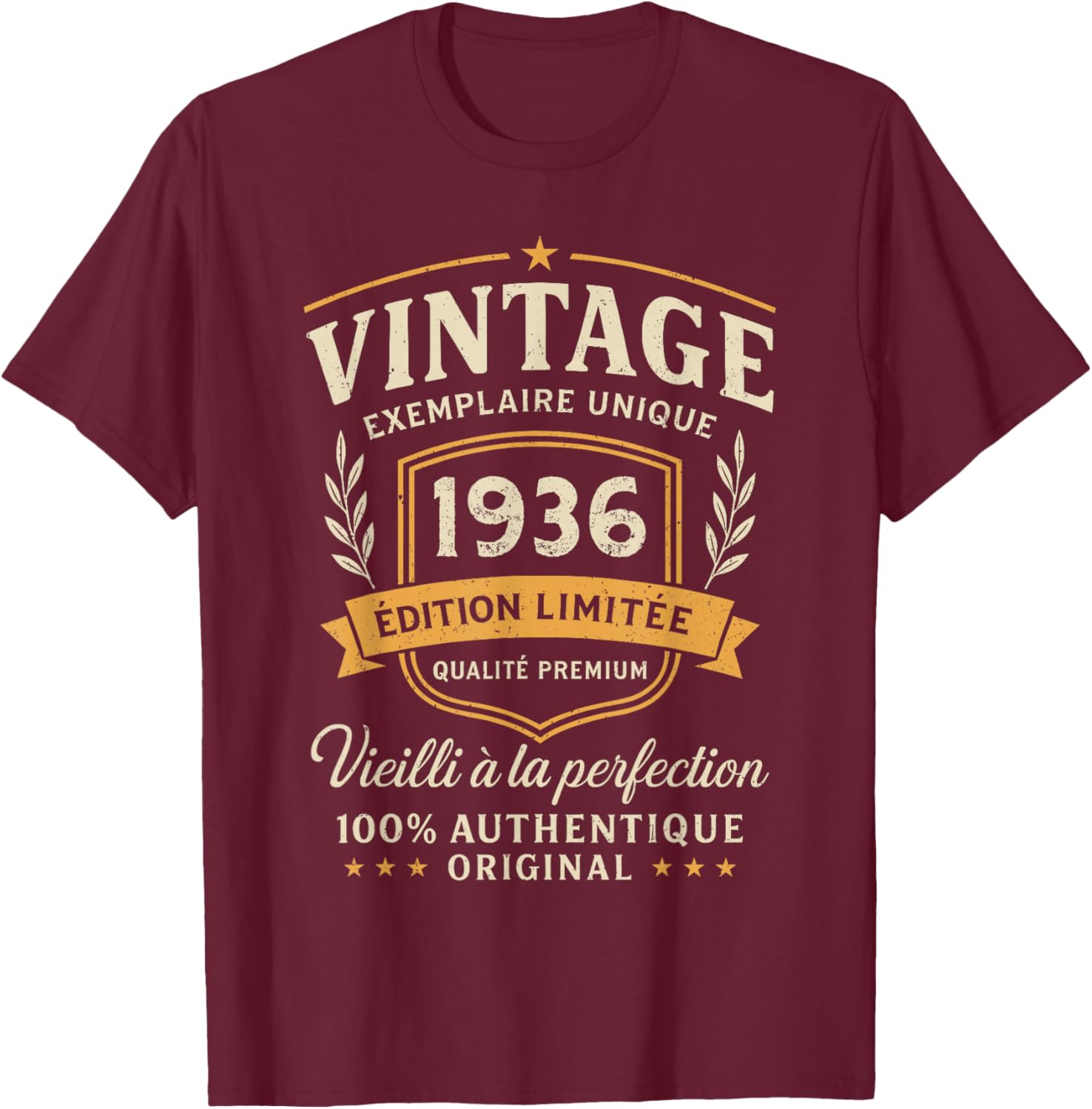 90th Birthday Gift Vintage 1936 Humor 90 Years Man T-Shirt - T-Shirt | Maroon