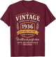 90th Birthday Gift Vintage 1936 Humor 90 Years Man T-Shirt - T-Shirt | Maroon