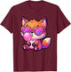 Funny Cute Fox Blowing Bubble Gum Animal Kids T-Shirt - T-Shirt | Maroon