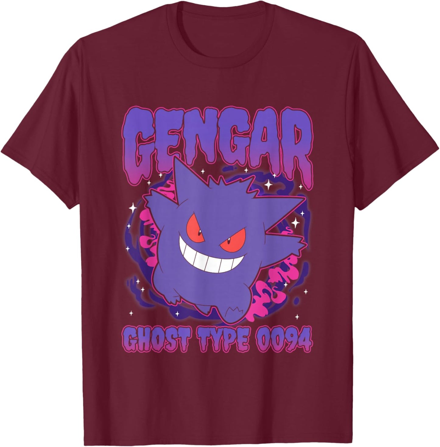 Pokémon Gengar Ghost Type 0094 Spooky Poster T-Shirt - T-Shirt | Maroon