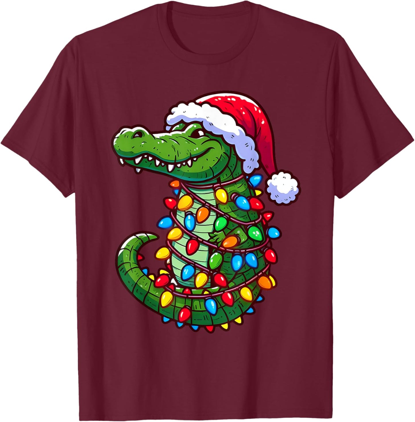 Funny Alligator Santa Hat Christmas Pajama Toddler Boys Kids T-Shirt - T-Shirt | Maroon