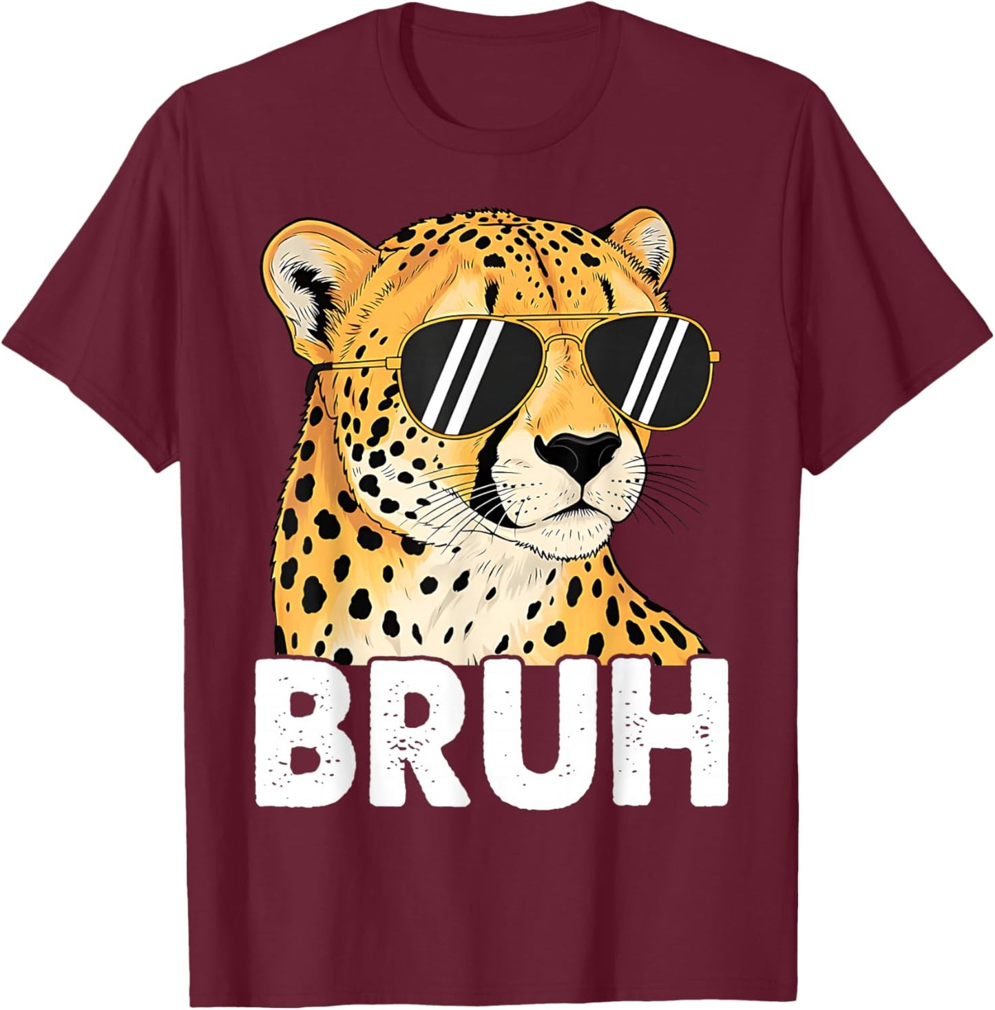 Bruh Cheetah Meme Men Boys Animal Print Kids T-Shirt - T-Shirt | Maroon