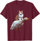 Funny Cat Goose Meme Cat Riding Geese Animal Humor Cat Goose Women Kids T-Shirt - T-Shirt | Maroon