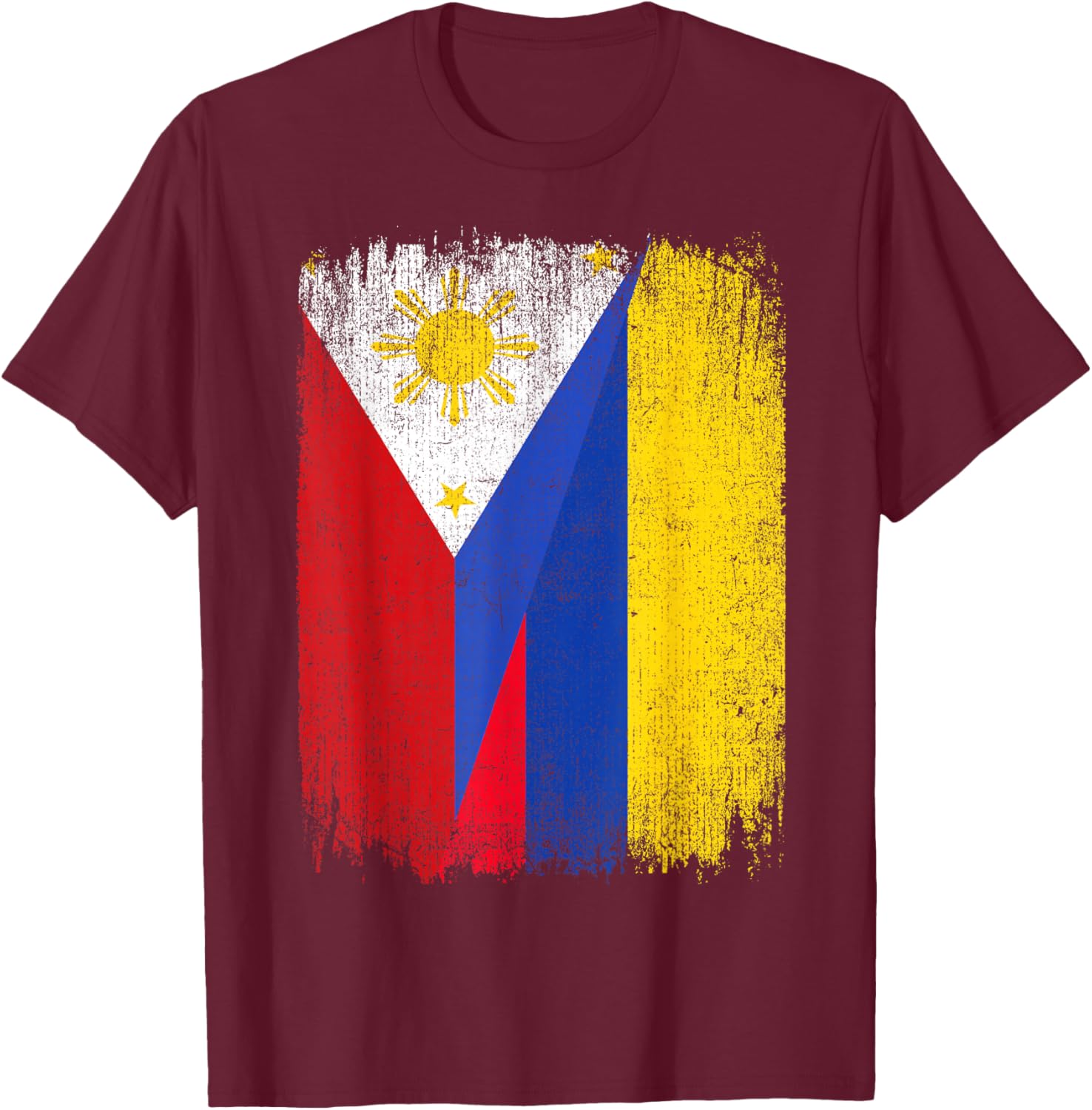 Half Philippines Colombia Flag Filipino Colombian Roots T-Shirt - T-Shirt | Maroon