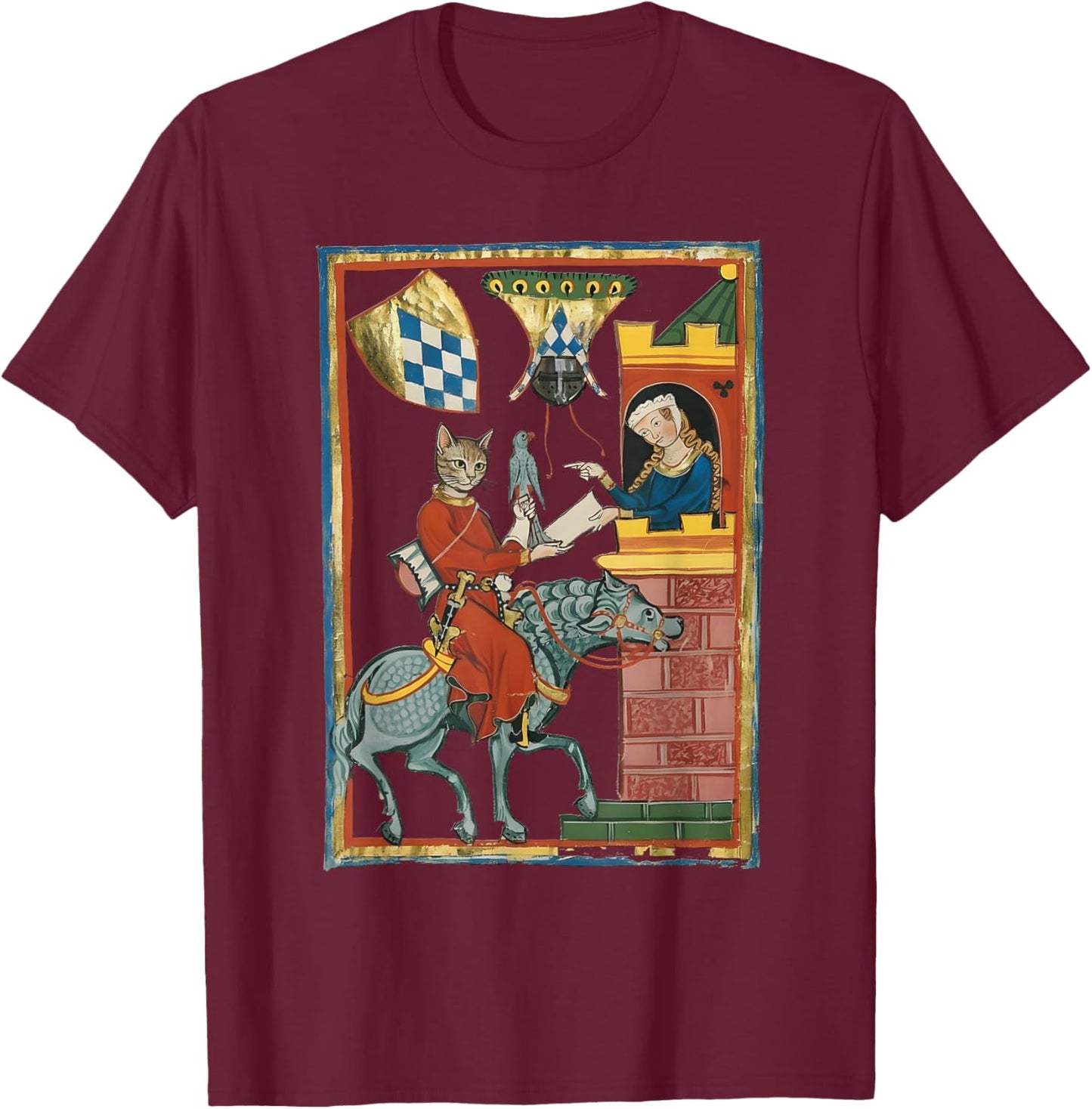 Weird Ugly Medieval Cats T-Shirt - T-Shirt | Maroon