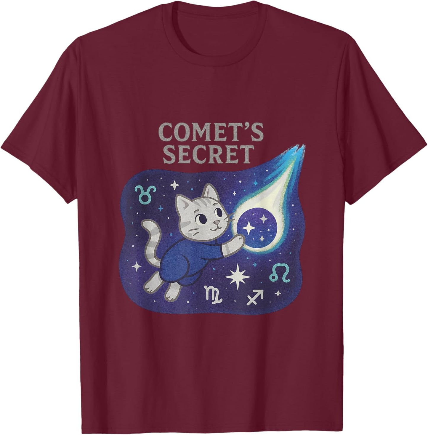 Zodiac Cat T-Shirt - T-Shirt | Maroon