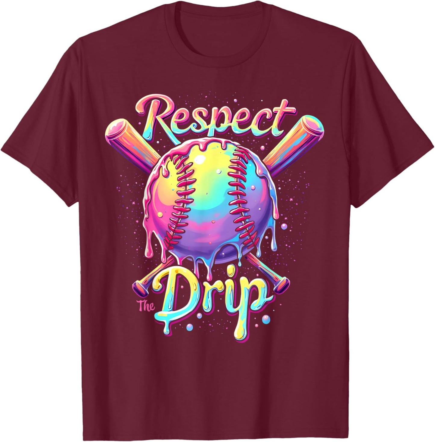 Baseball Drip Boys Ice Cream Drip Youth Respect The Drip T-Shirt - T-Shirt | Maroon