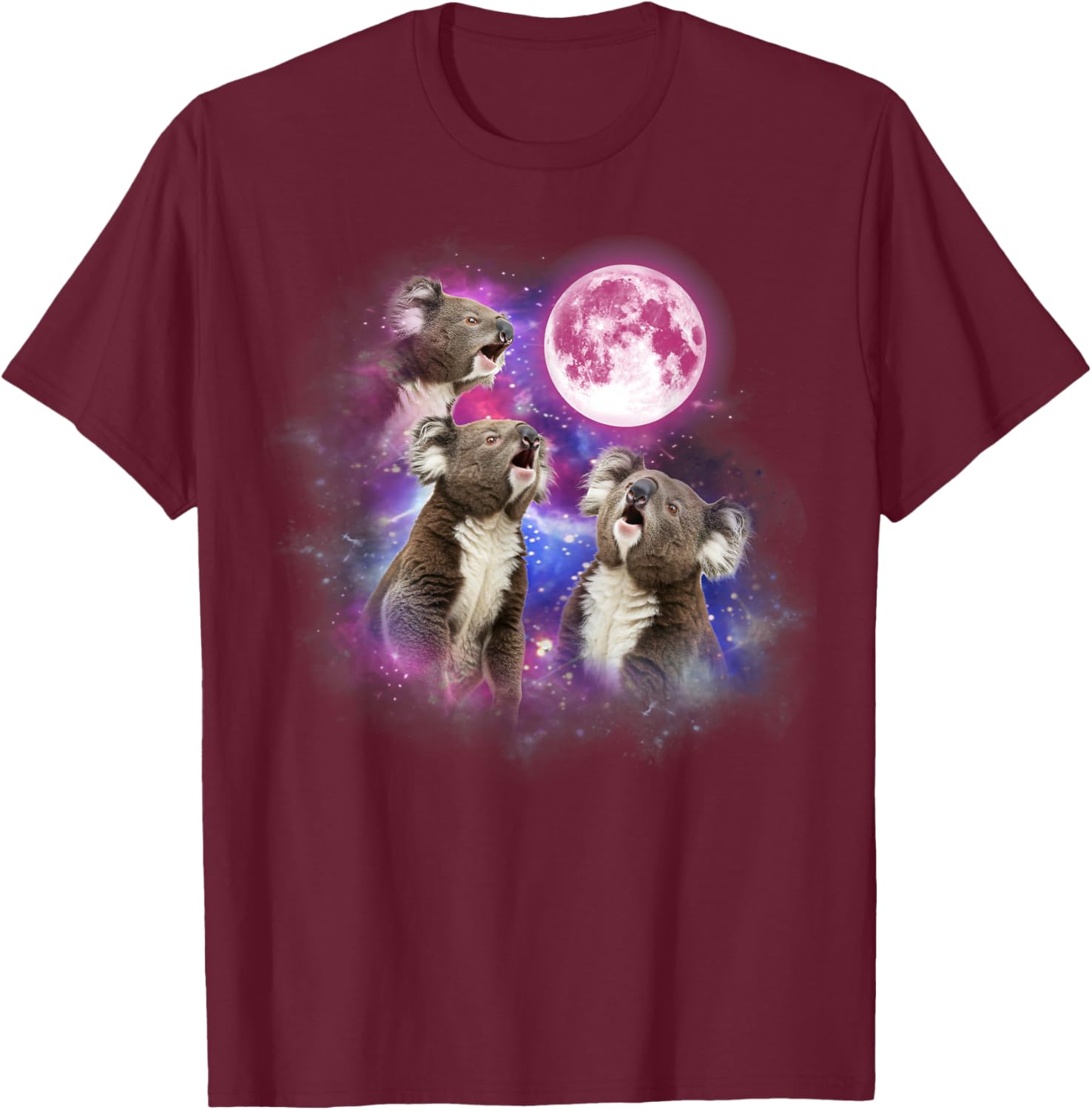 Koala Howling At The Moon Wildlife colorful koala T-Shirt - T-Shirt | Maroon