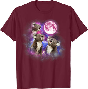 Koala Howling At The Moon Wildlife colorful koala T-Shirt - T-Shirt | Maroon