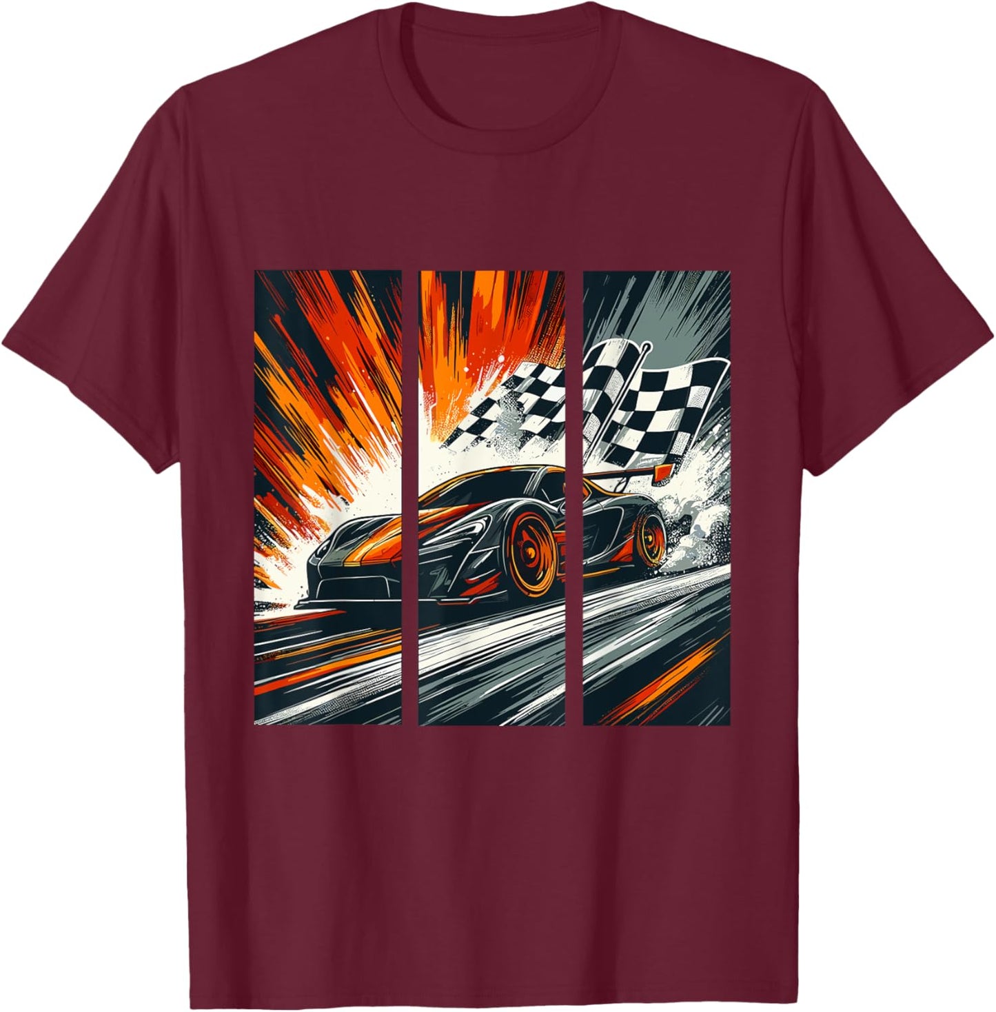 Vintage Racing Speed Extreme Sports Car Racer T-Shirt - T-Shirt | Maroon