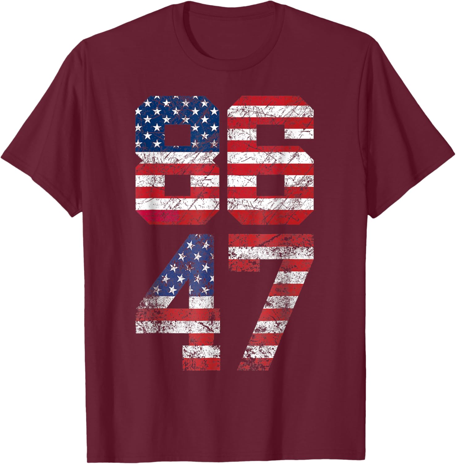 8647 Anti Trump 86 47 Retro Anti-Trump US Flag Impeach 47 US T-Shirt - T-Shirt | Maroon