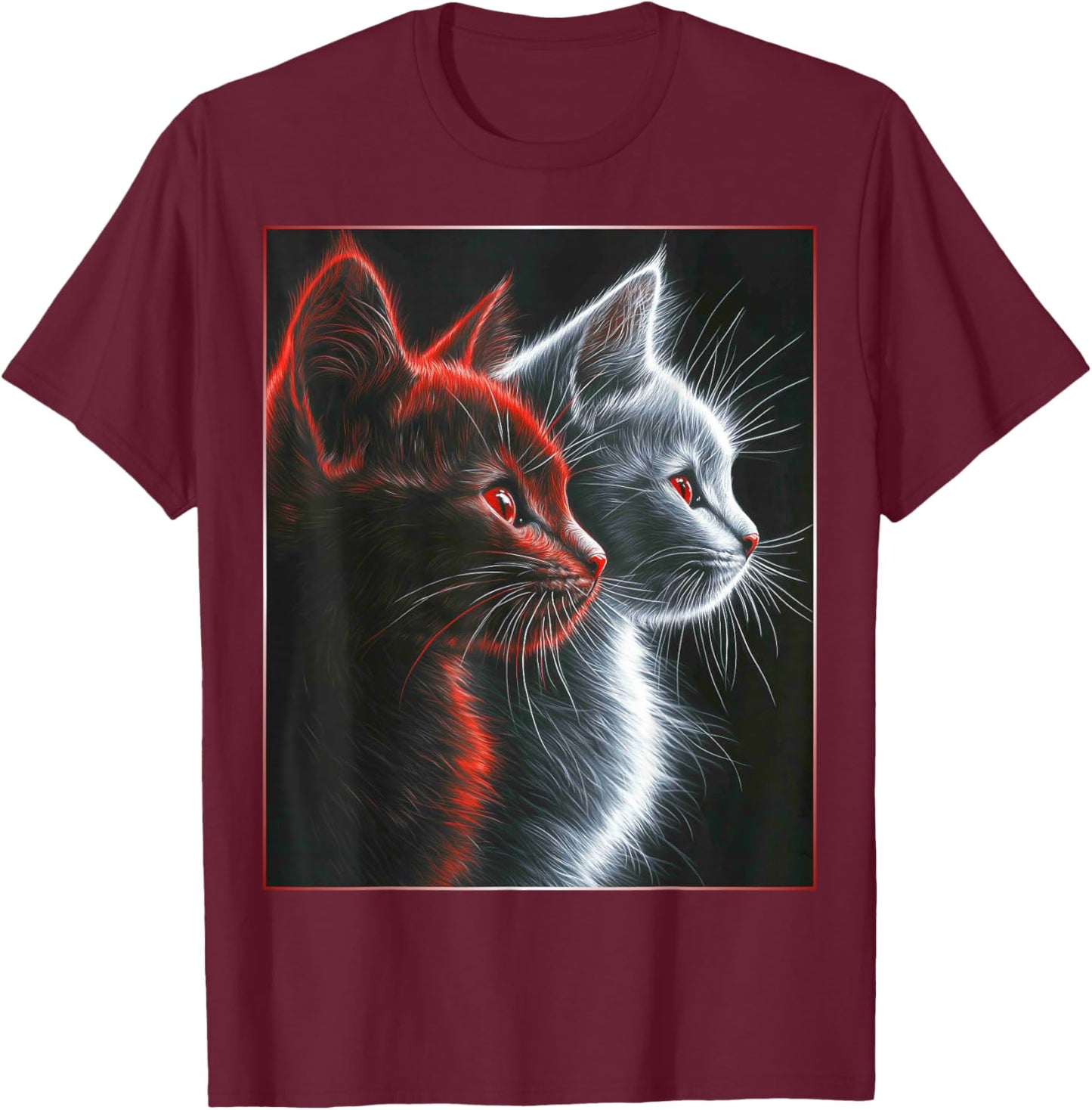 Cute Magical Cat Kitten Fantasy Art Design T-Shirt - T-Shirt | Maroon