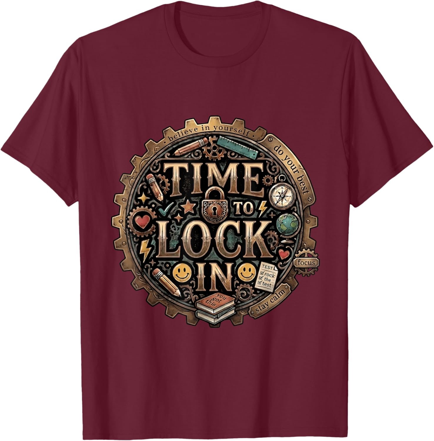 Time to Lock in Teacher Testing Day T-Shirt - T-Shirt | Maroon