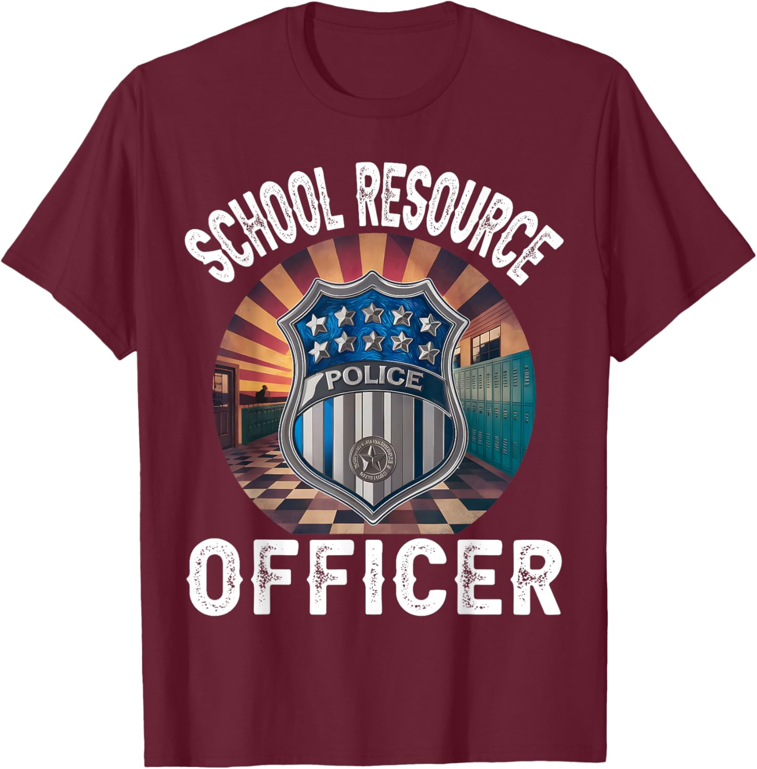 School Resource Officer Retro Badge SRO Police Men Women T-Shirt - T-Shirt | Maroon