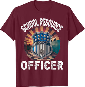 School Resource Officer Retro Badge SRO Police Men Women T-Shirt - T-Shirt | Maroon