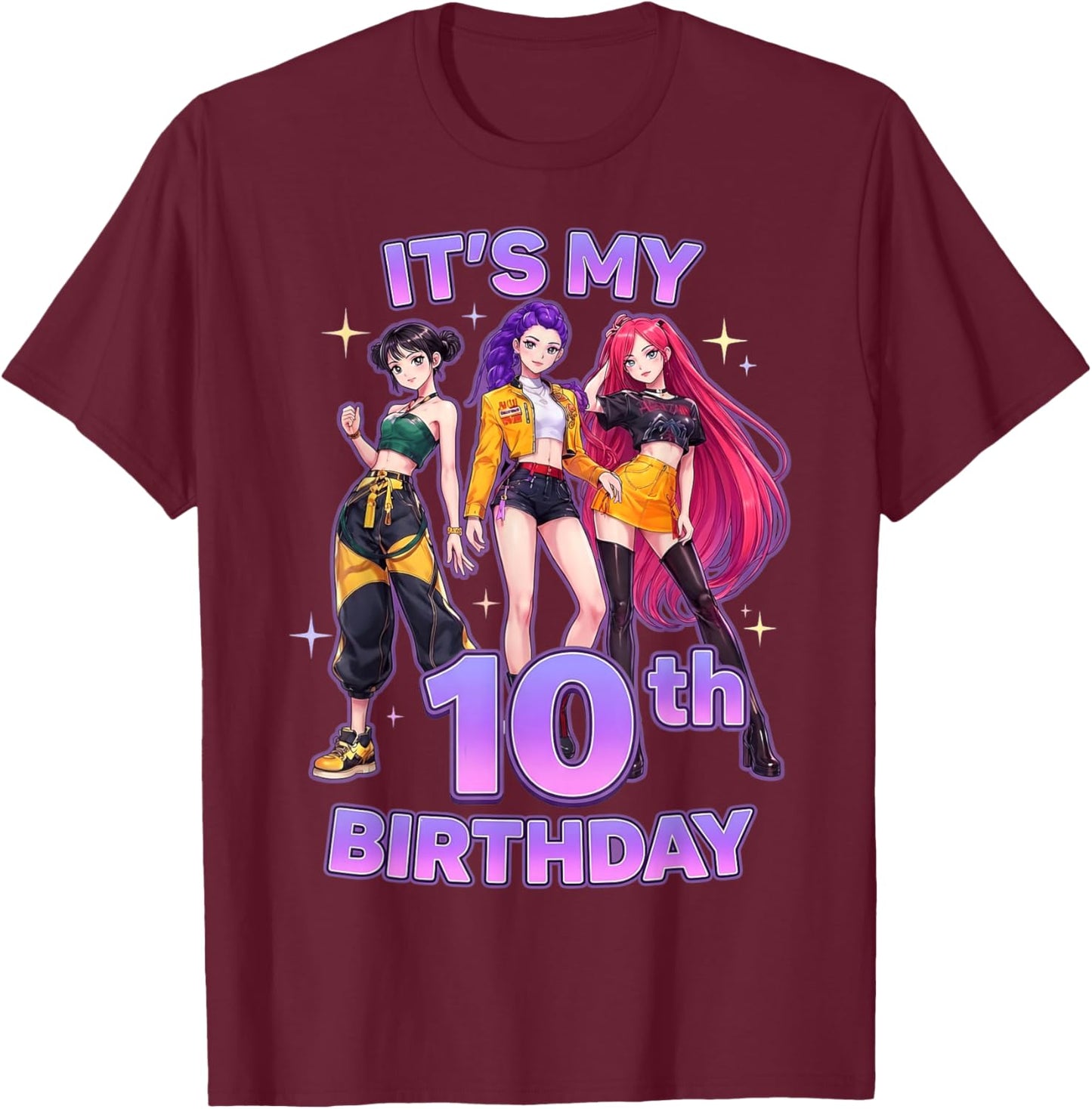 10 Years Birthday K-Pop Kids 10th Birthday Girl K-Pop T-Shirt - T-Shirt | Maroon