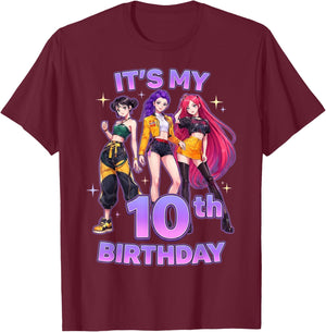 10 Years Birthday K-Pop Kids 10th Birthday Girl K-Pop T-Shirt - T-Shirt | Maroon