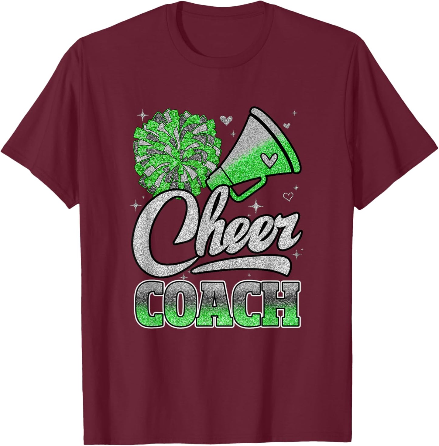 Cheer Coach Funny Cheerleader Cheerleading Green Women Girl T-Shirt - T-Shirt | Maroon