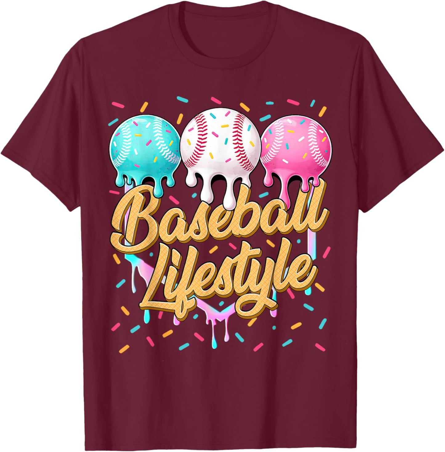 Baseball Life Style Drip Baseball Shirts Youth Boys Kids T-Shirt - T-Shirt | Maroon