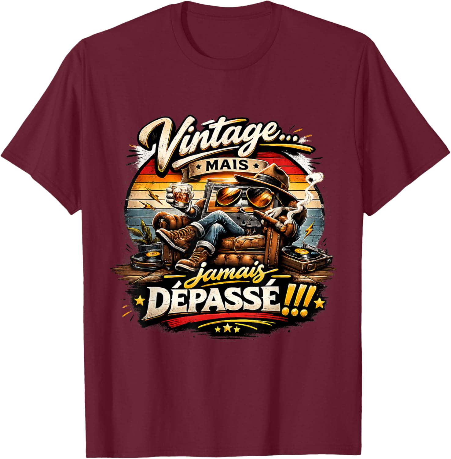 Cadeau Anniversaire Homme Original Vintage jamais dépassé T-Shirt - T-Shirt | Maroon