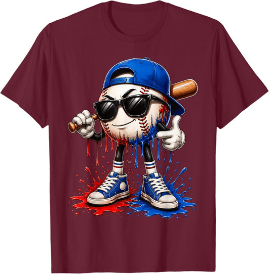 Baseball DripTee Ice Cream Drip Baseball Sport Lover T-Shirt - T-Shirt | Maroon