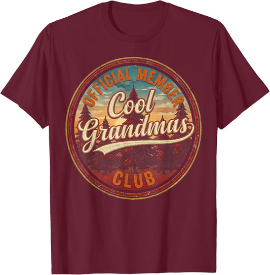 Funny Grandmother Vintage Cool Grandmas Club Official Member T-Shirt - T-Shirt | Maroon