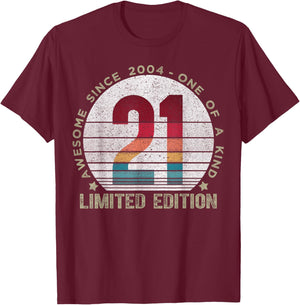 21 Year Old Gifts Vintage 2004 Limited Edition 21st Birthday T-Shirt - T-Shirt | Maroon
