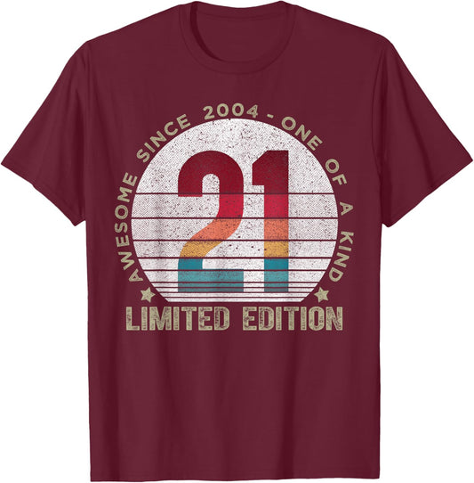 21 Year Old Gifts Vintage 2004 Limited Edition 21st Birthday T-Shirt - T-Shirt | Maroon