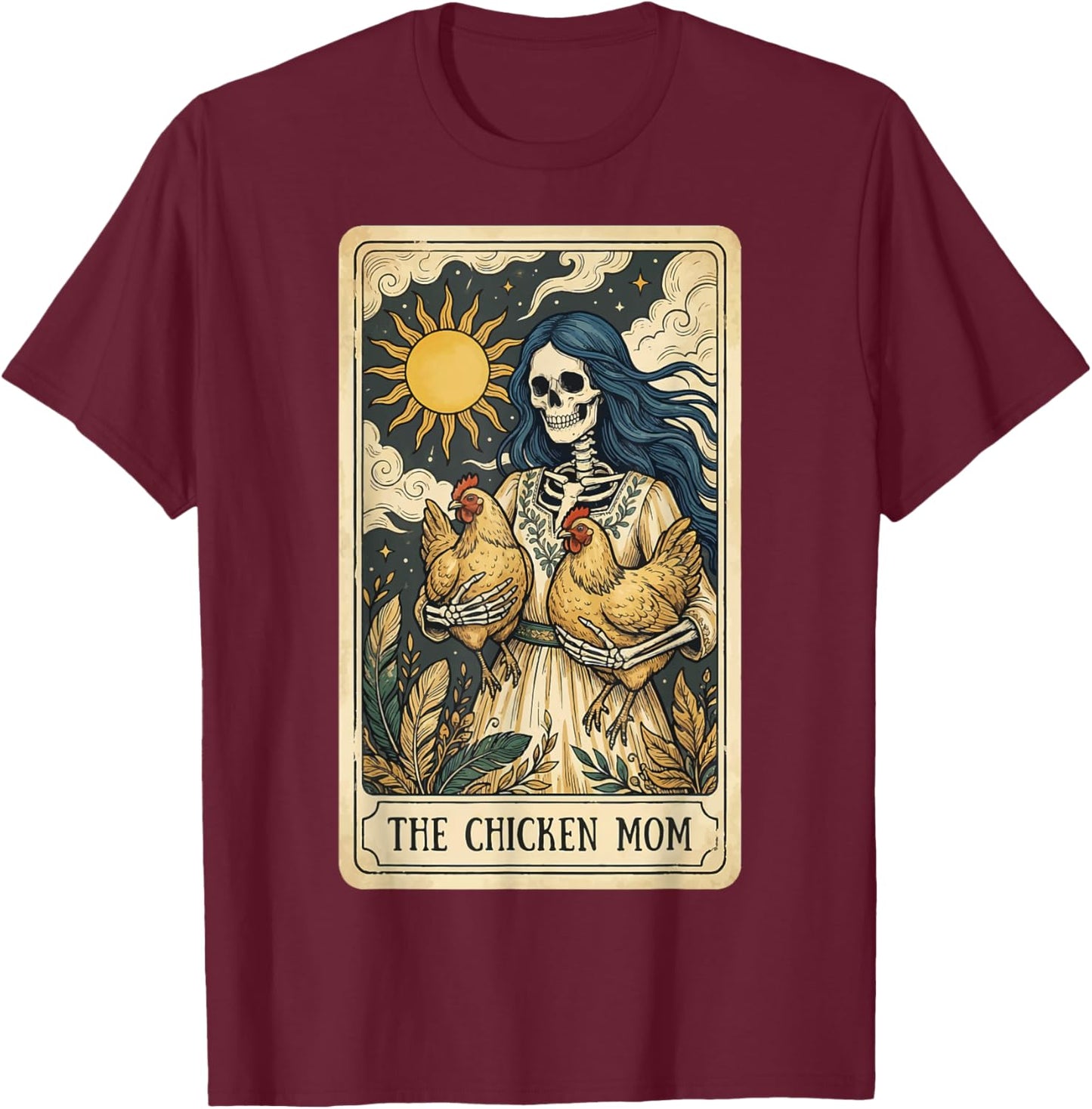 The Chicken Mom Tarot Card T-Shirt - T-Shirt | Maroon