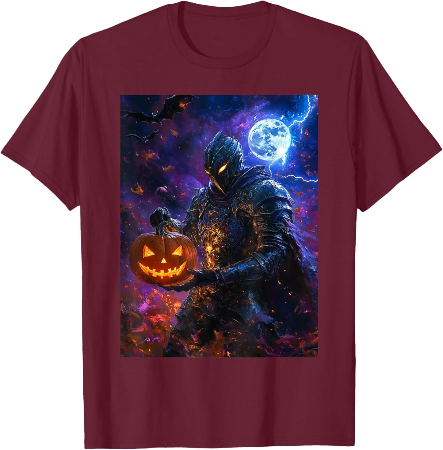 Halloween Girls Boys Spooky Knight Pumpkin Kids Halloween T-Shirt - T-Shirt | Maroon