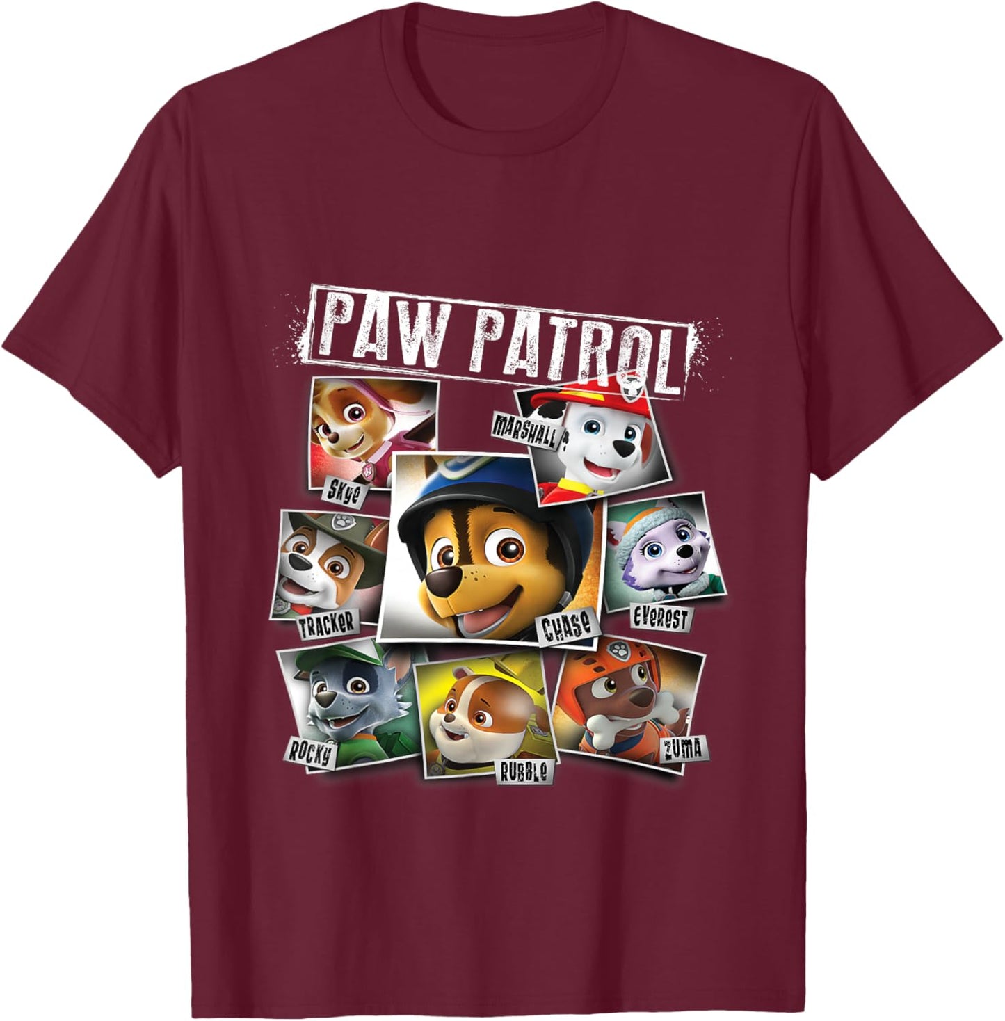 Paw Patrol Bilder Collage Alle Charaktere T-Shirt - T-Shirt | Maroon