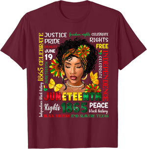 Juneteenth Shirts Celebrating Black Freedom 1865 Black Women T-Shirt - T-Shirt | Maroon