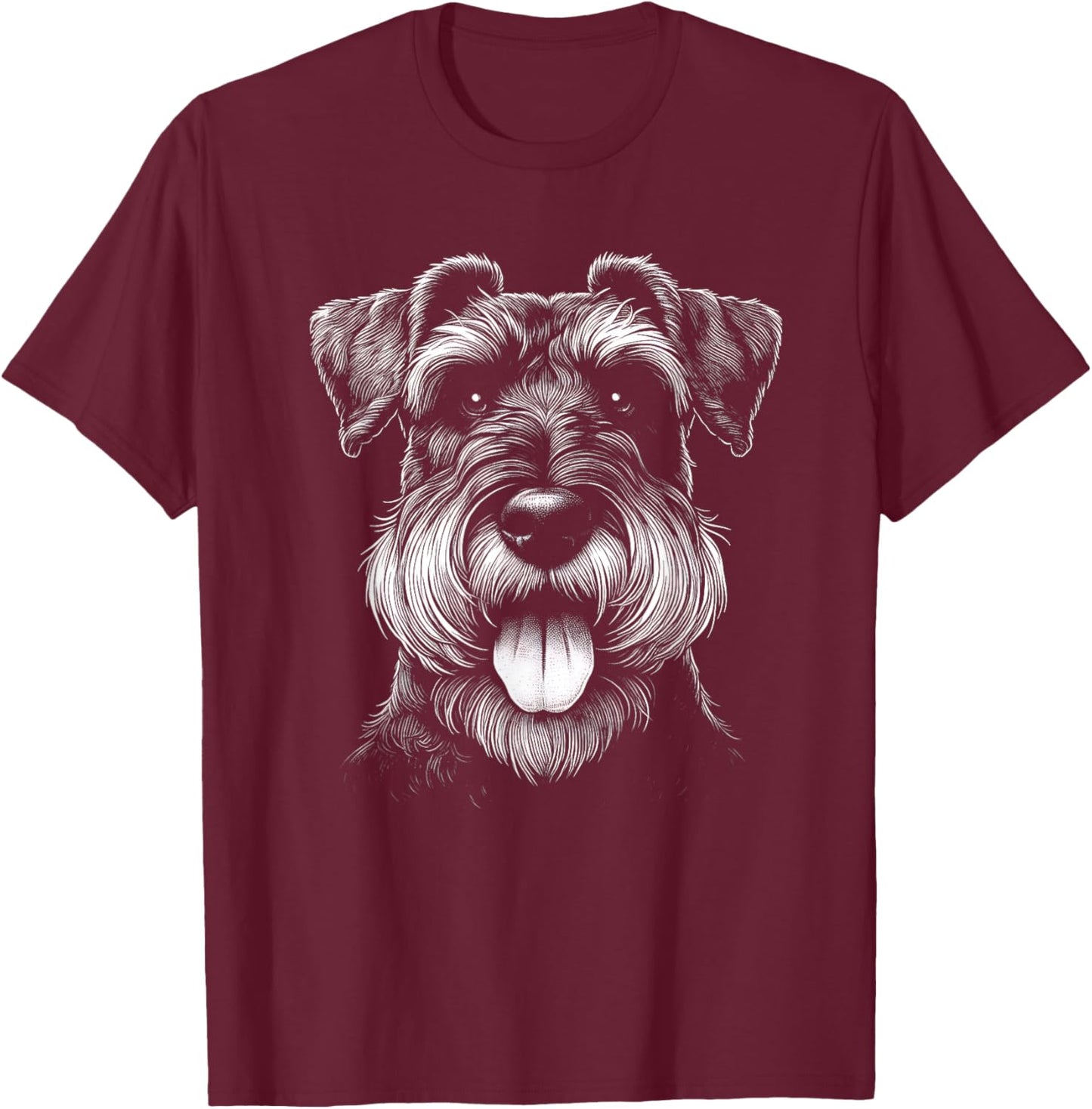 Schnauzer Dog Face Art Design And Men T-Shirt - T-Shirt | Maroon