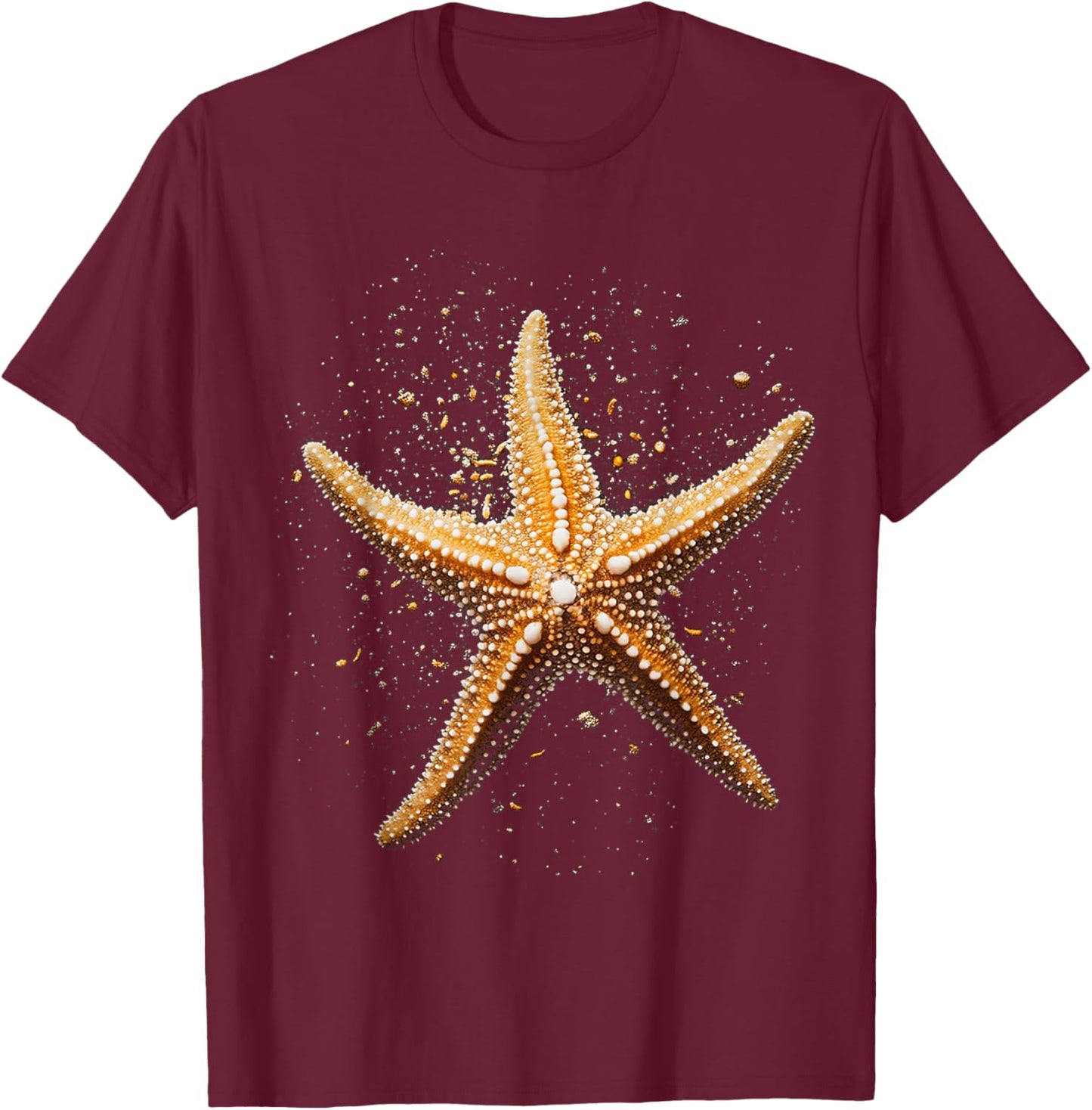 Starfish Animal Motif Artwork Starfish T-Shirt - T-Shirt | Maroon