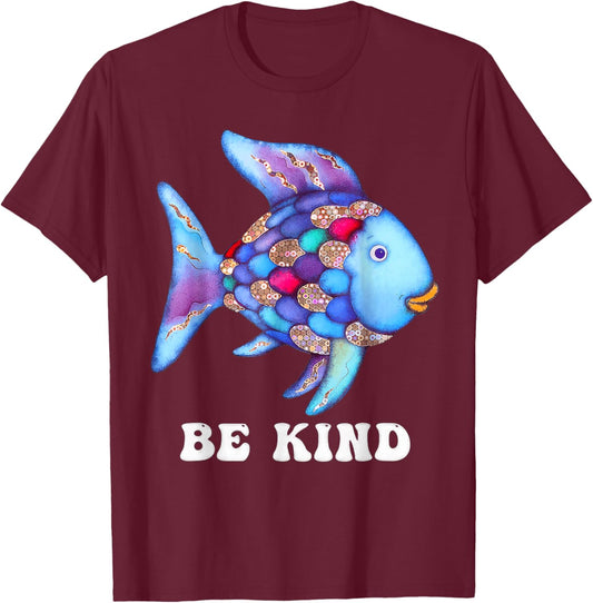 Be Kind Rainbow Fish Teacher Life Teaching Back to School T-Shirt - T-Shirt | Maroon