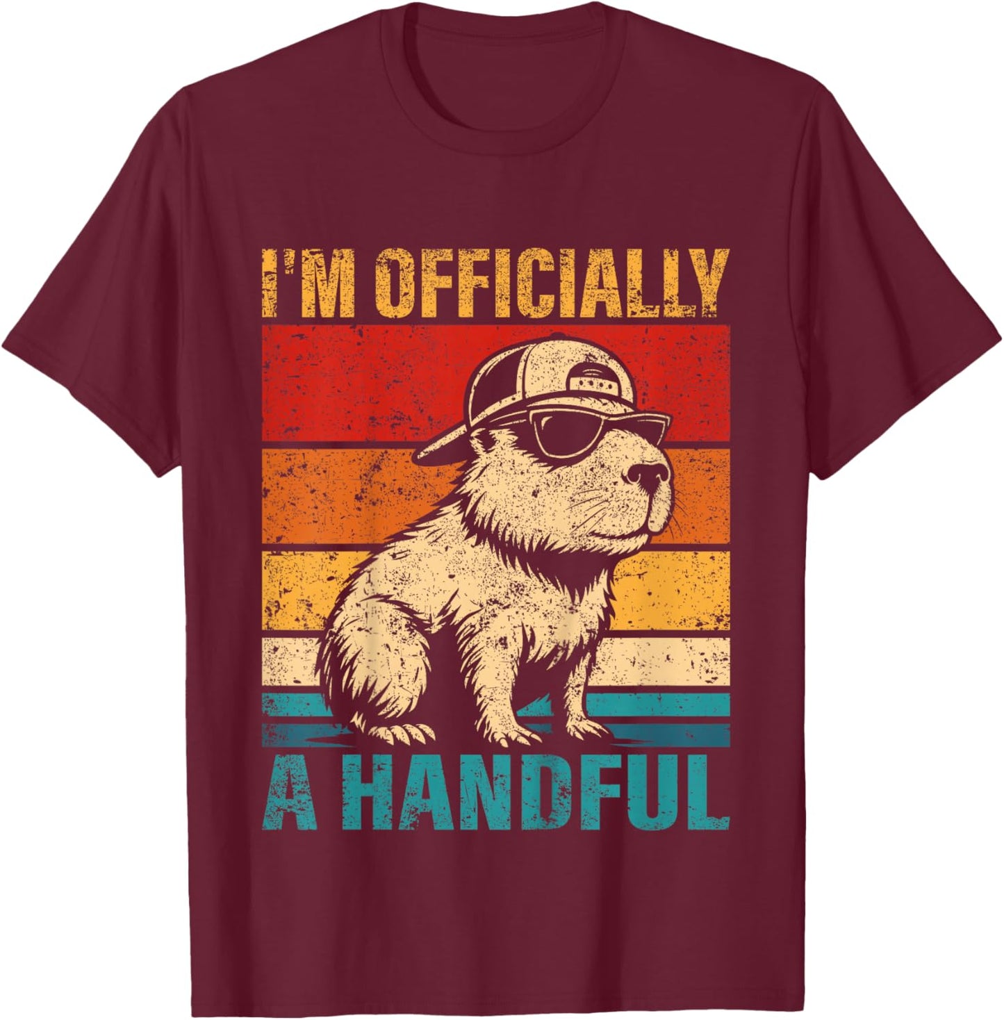 Kids 5 Year Old Birthday I'm Officially A Handful 5th Birthday T-Shirt - T-Shirt | Maroon