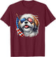 American USA Flag Shih Tzu Shih Tzus 4th Of July Patriotic T-Shirt - T-Shirt | Maroon