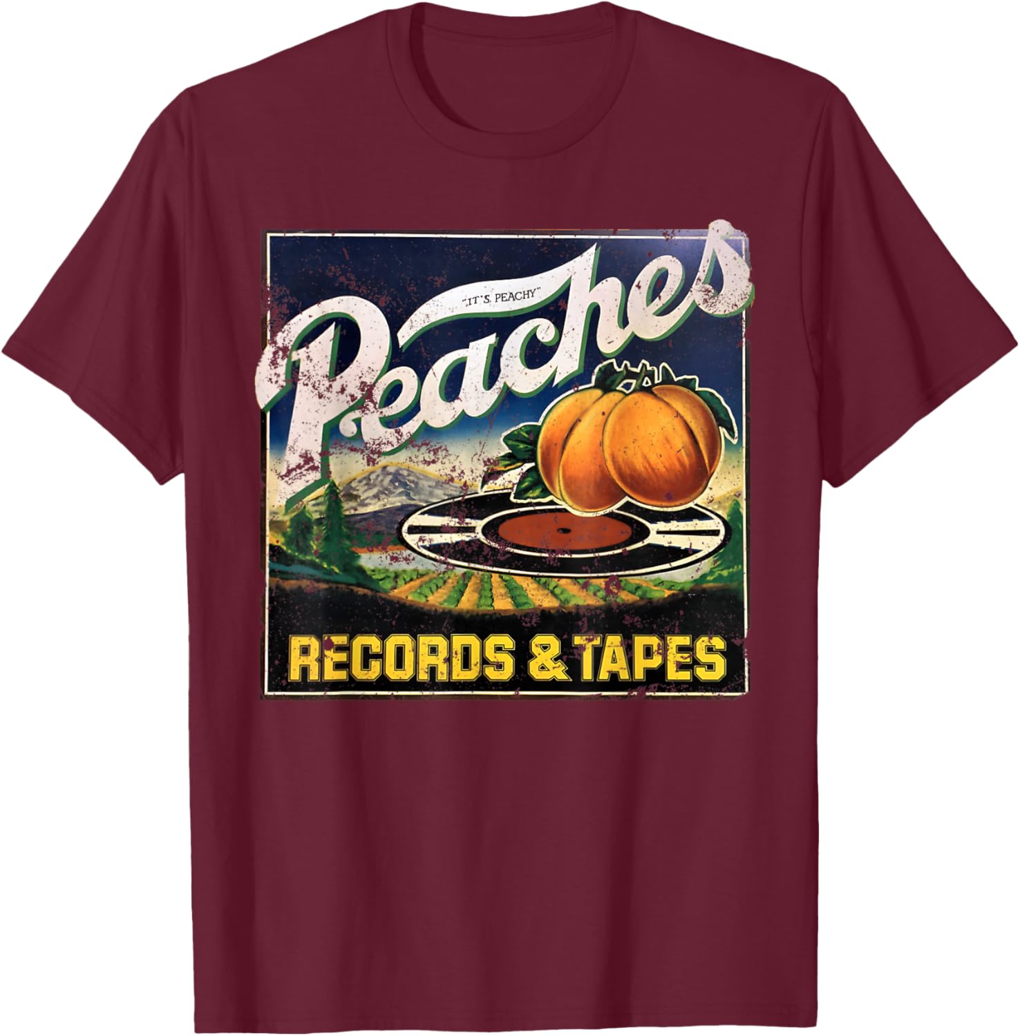 Peaches Music Records Company And Tapes 1975 T-Shirt - T-Shirt | Maroon