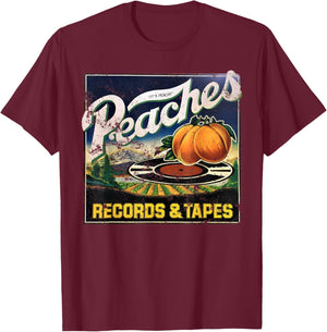 Peaches Music Records Company And Tapes 1975 T-Shirt - T-Shirt | Maroon