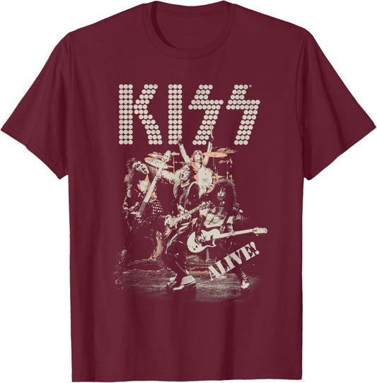 Official Photo Kiss Alive! T-Shirt - T-Shirt | Maroon