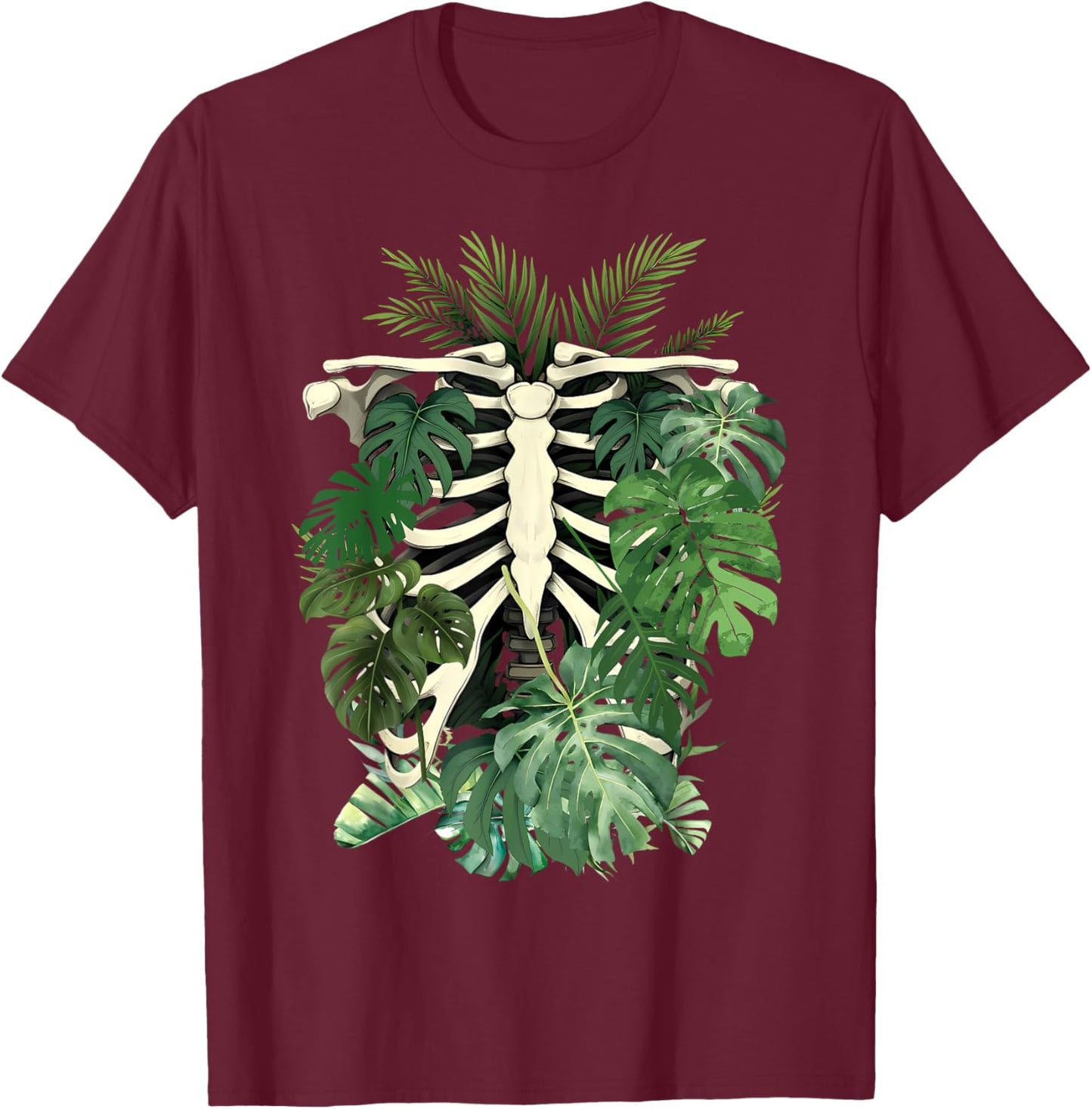Skeleton Plant Body Monstera Leaf Plant Mom Gardening Women T-Shirt - T-Shirt | Maroon
