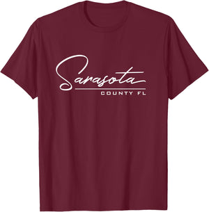 Comté de Sarasota Floride Manche Longue T-Shirt - T-Shirt | Maroon