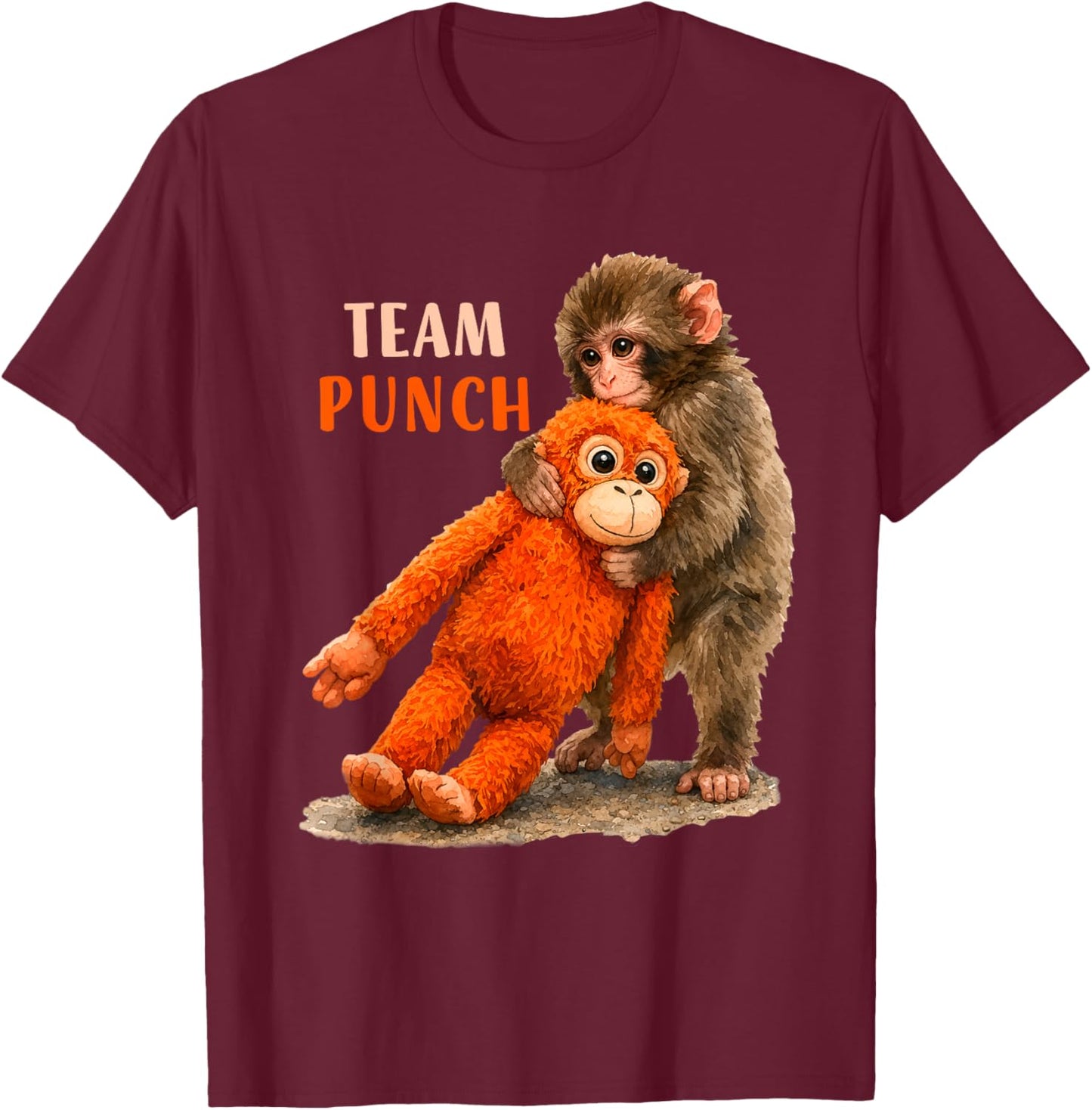 Team Punch Baby Monkey Punch Funny Meme Graphic T-Shirt - T-Shirt | Maroon