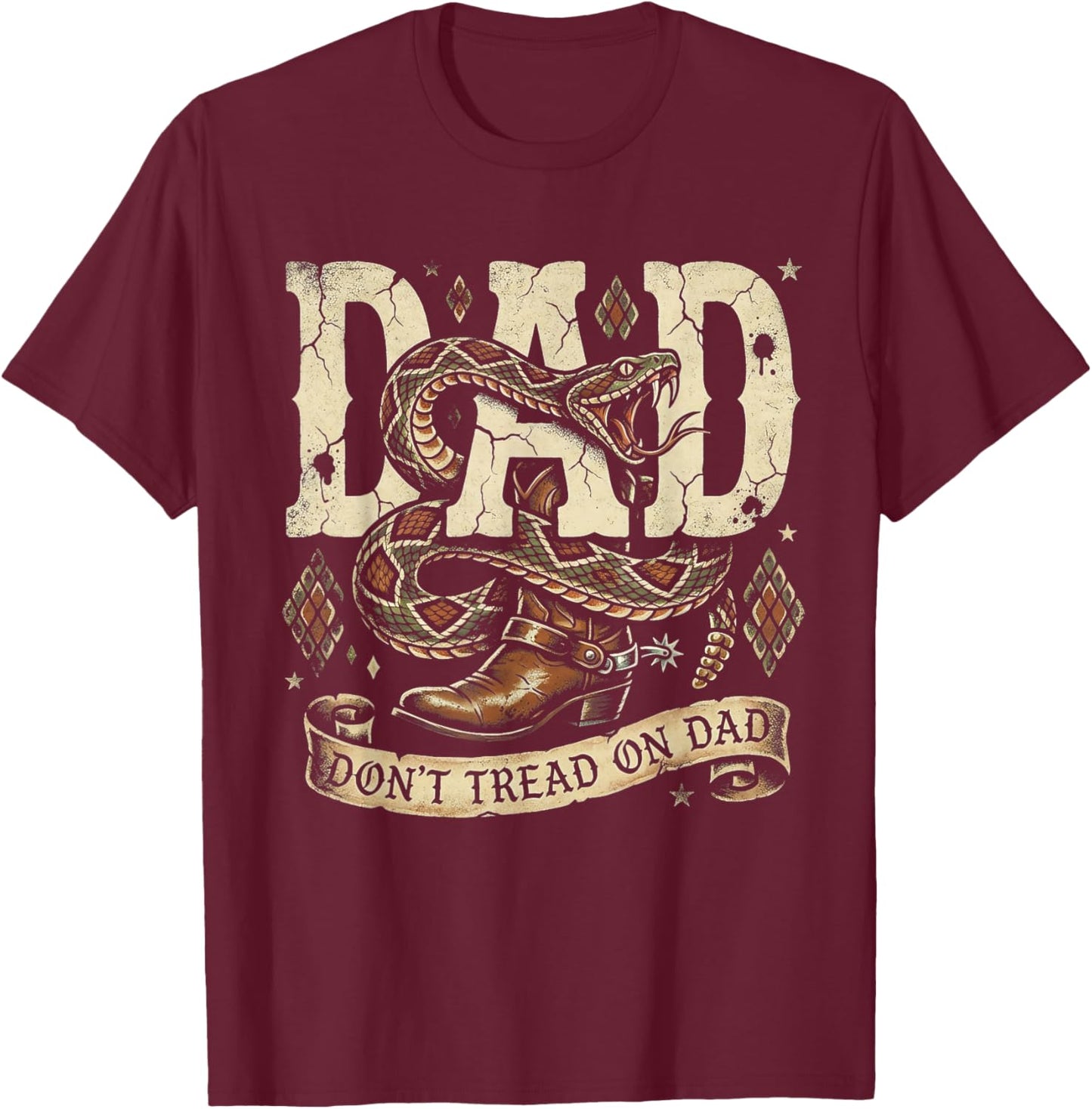 Western Dad Country Men Rodeo Retro Cowboy T-Shirt - T-Shirt | Maroon