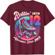 Birthday Roller Skating 12th Girl Rollin into 12 Skate Party T-Shirt - T-Shirt | Maroon