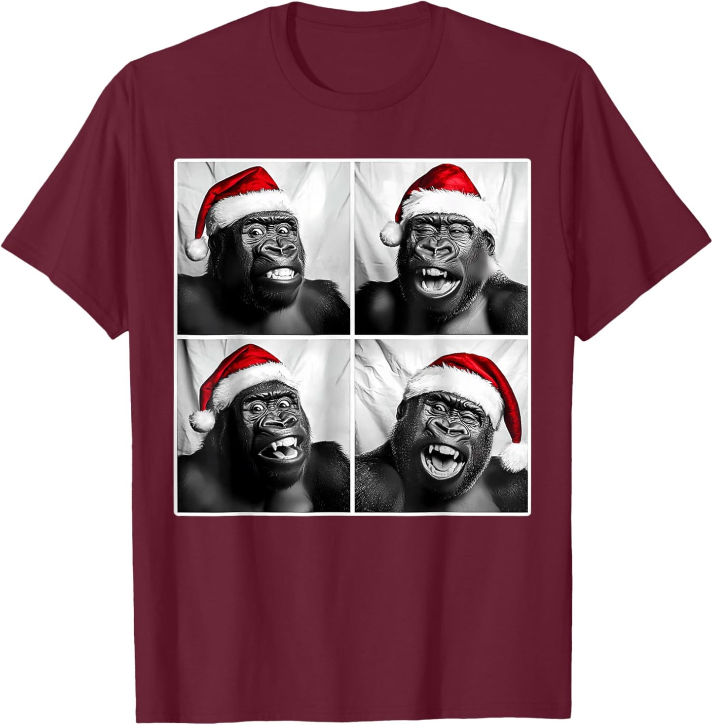 Funny Monkey Selfie Shirt Christmas Selfie Xmas Gorilla Meme T-Shirt - T-Shirt | Maroon